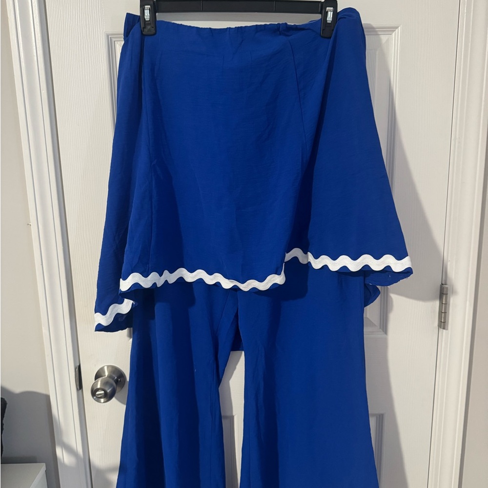 Blue and White Women's Two-Piece Set